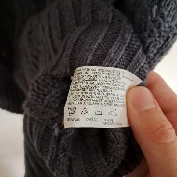 Nine West Jeans Sweater Tunic Women's Medium M Grey Cable Knit Snap Closure - Picture 6 of 11